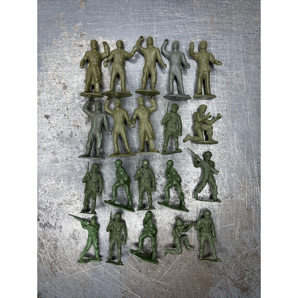 Vintage Lot 1960s MPC Ring Hand Playset Plastic‎ Figures Green Army Lot Of 20